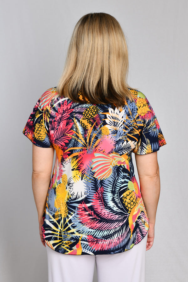 Paradise Print Longer Sleeve Jersey Top