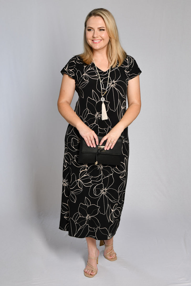 Goldie Print Short Sleeve Jersey Maxi Dress