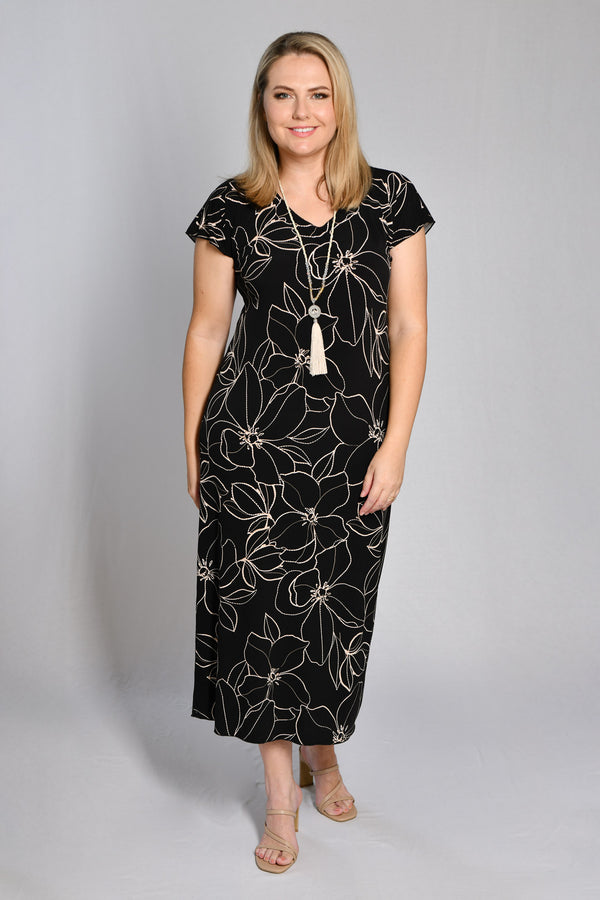 Goldie Print Short Sleeve Jersey Maxi Dress