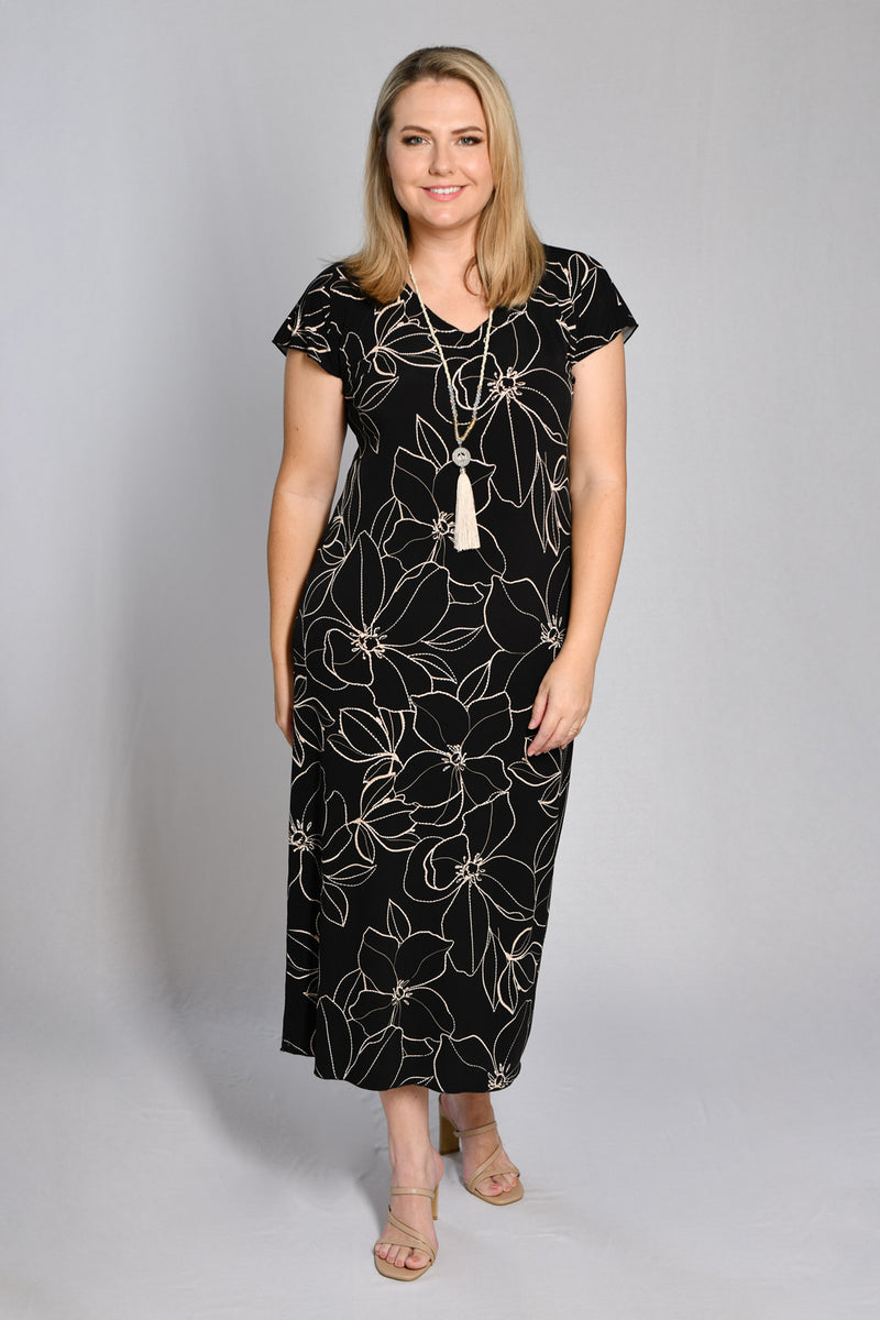Goldie Print Short Sleeve Jersey Maxi Dress