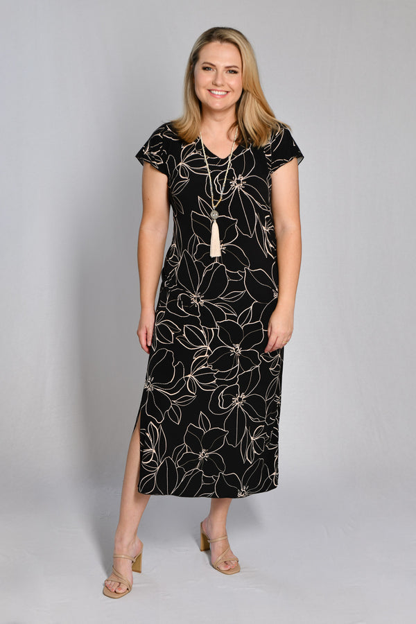 Goldie Print Short Sleeve Jersey Maxi Dress