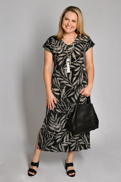 Storm Print Short Sleeve Jersey Maxi Dress
