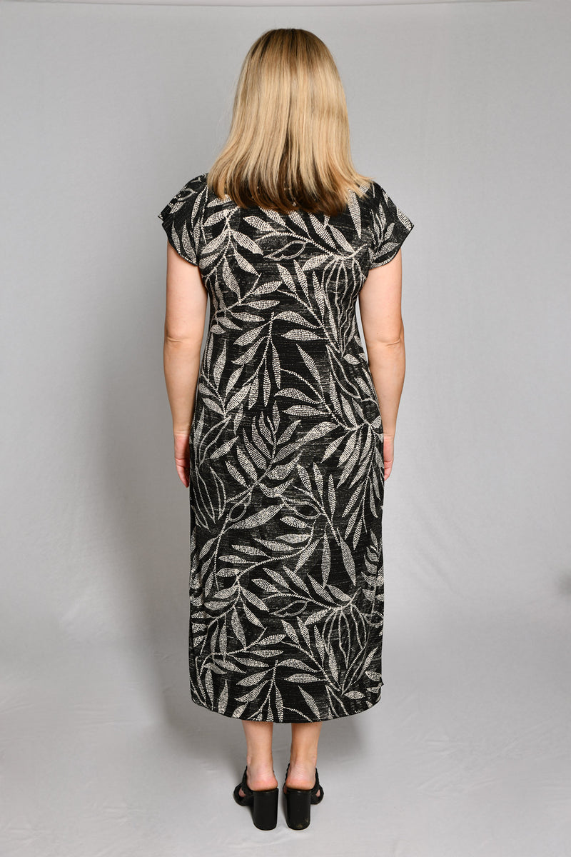 Storm Print Short Sleeve Jersey Maxi Dress