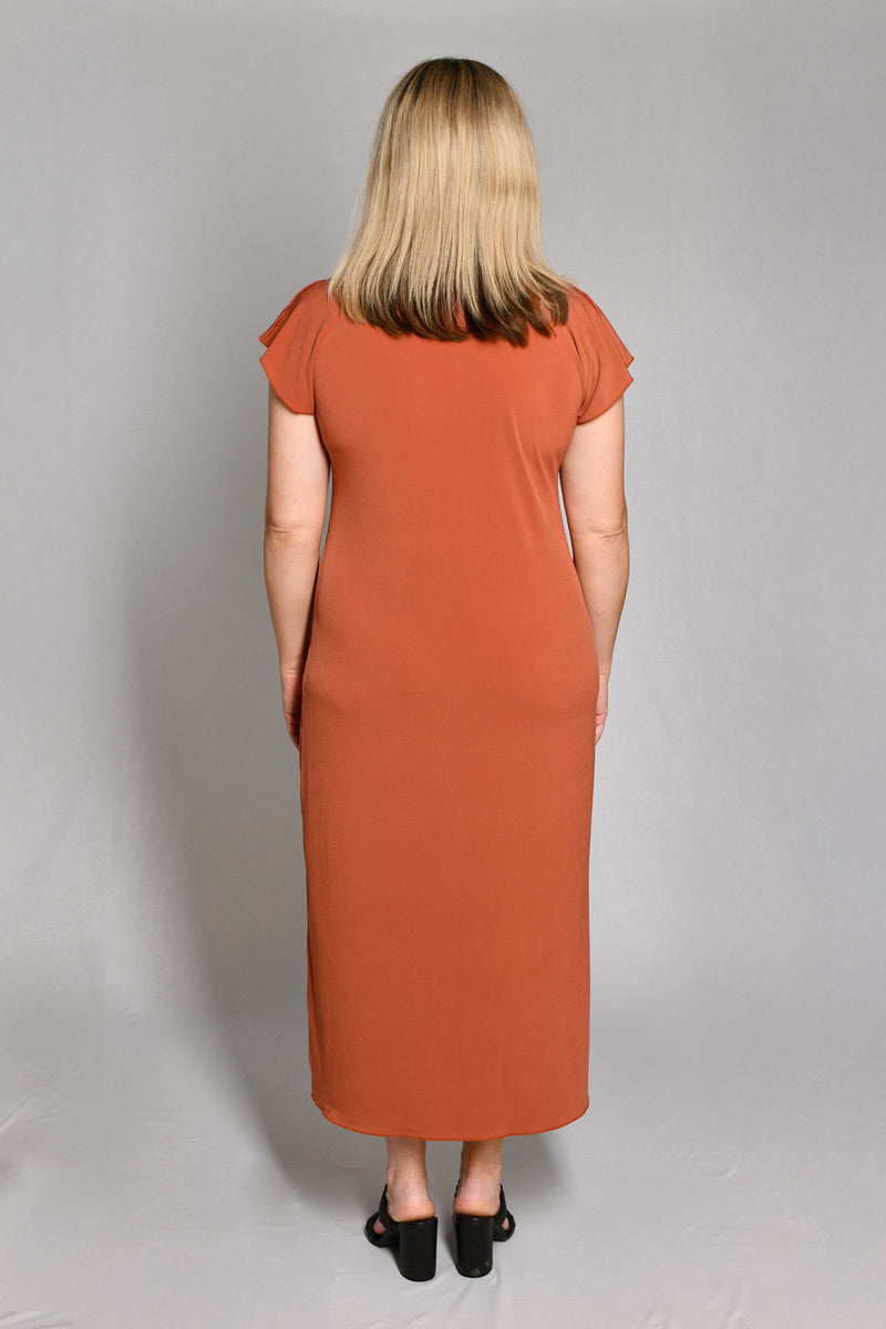 Rust Short Sleeve Jersey Maxi Dress