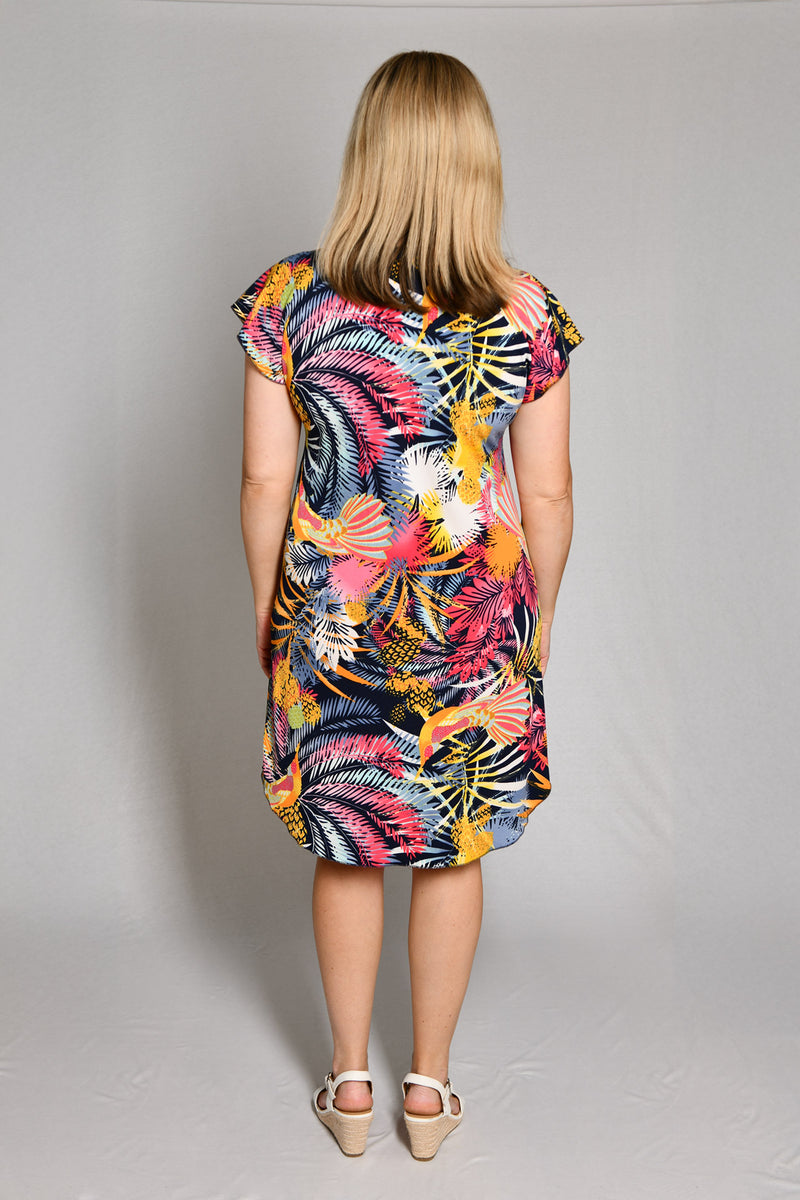 Paradise Print Short Sleeve Jersey Shift Dress