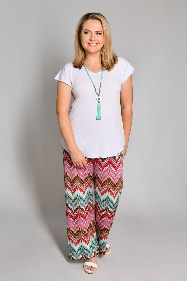 Taj Print Wide Leg Jersey Palazzo Pants