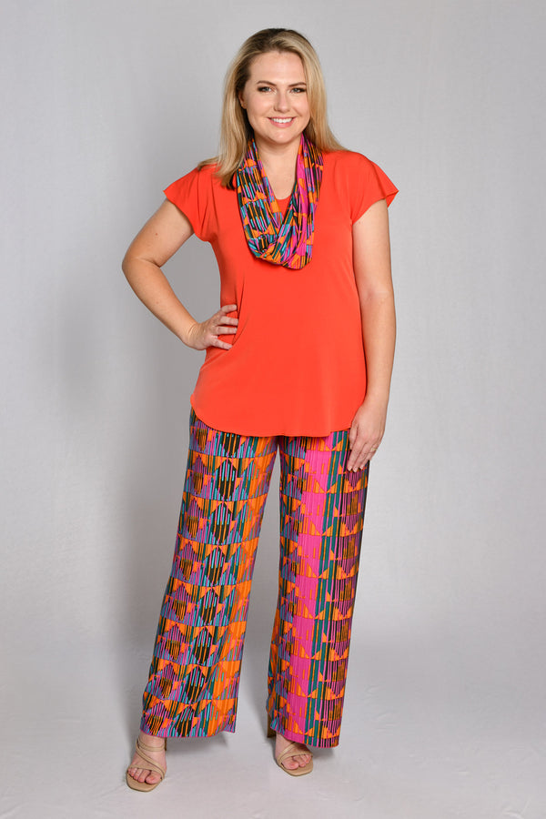 Cairo Print Wide Leg Jersey Palazzo Pants