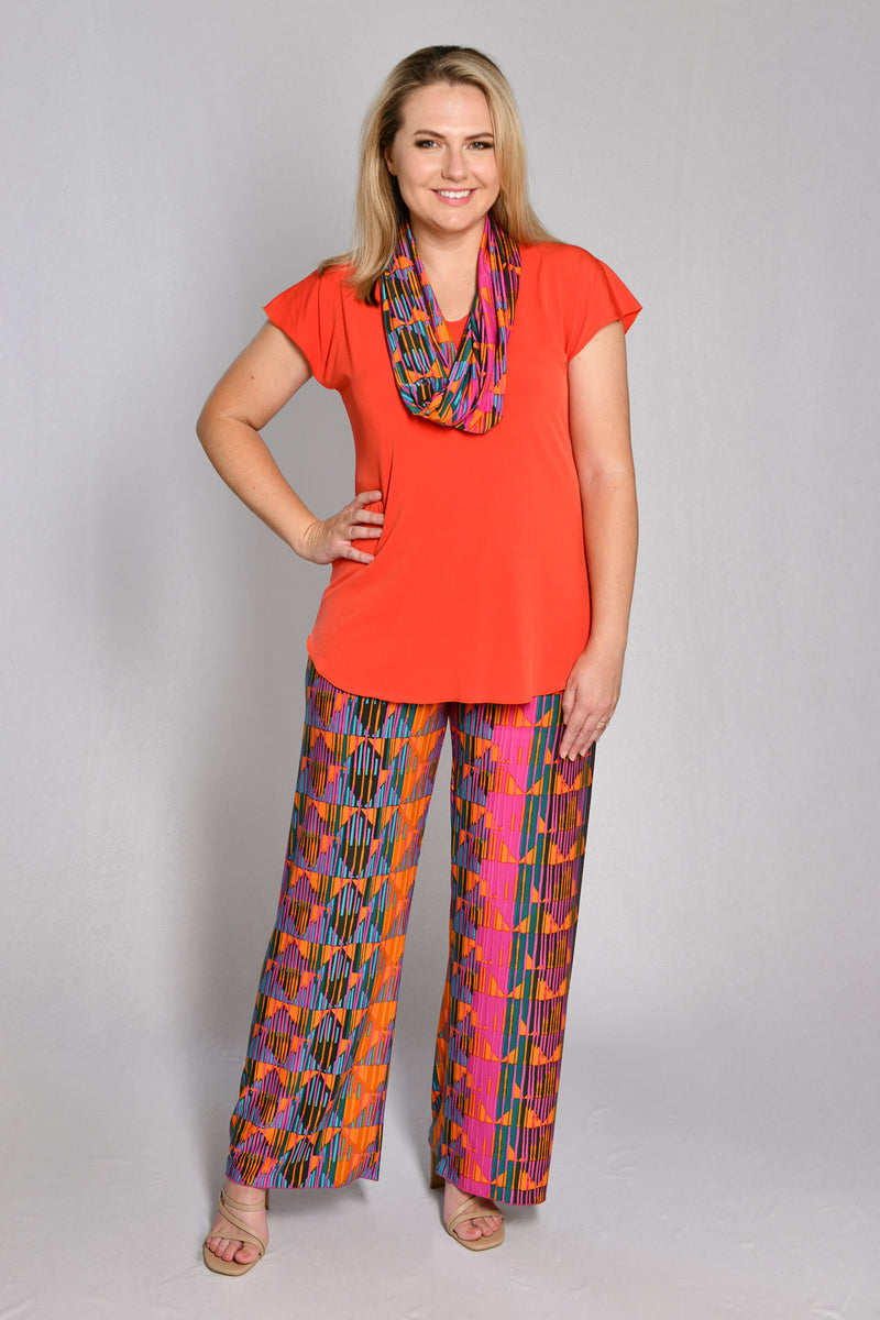 Cairo Print Wide Leg Jersey Palazzo Pants