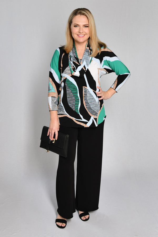 Crater Print 3/4 Sleeve Jersey Top