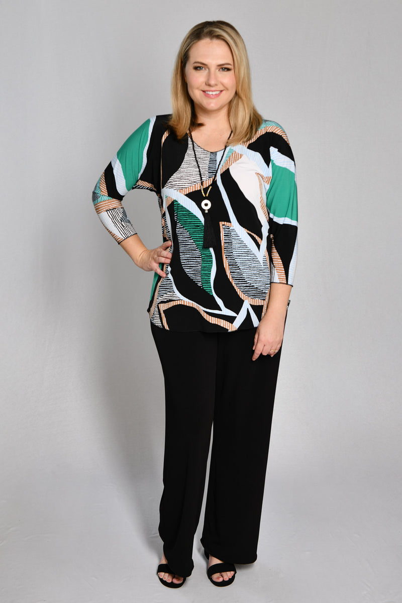 Crater Print 3/4 Sleeve Jersey Top