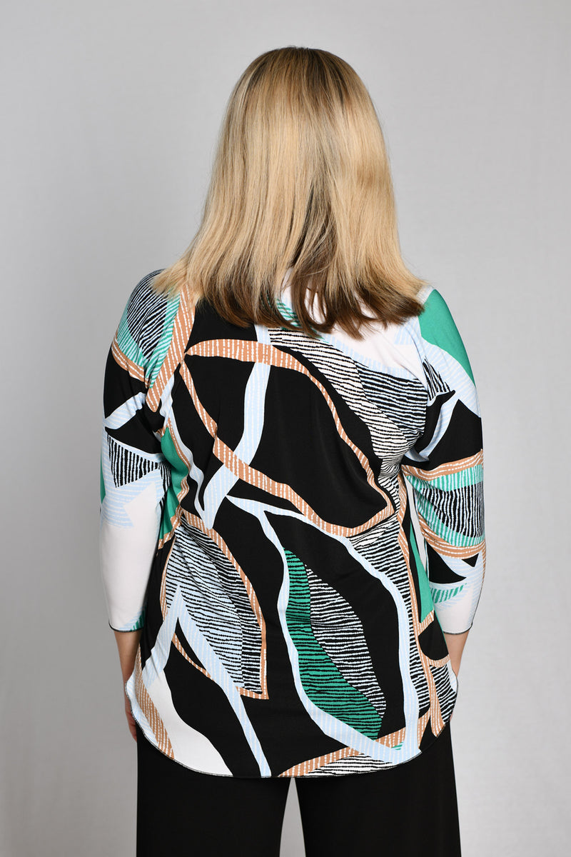 Crater Print 3/4 Sleeve Jersey Top