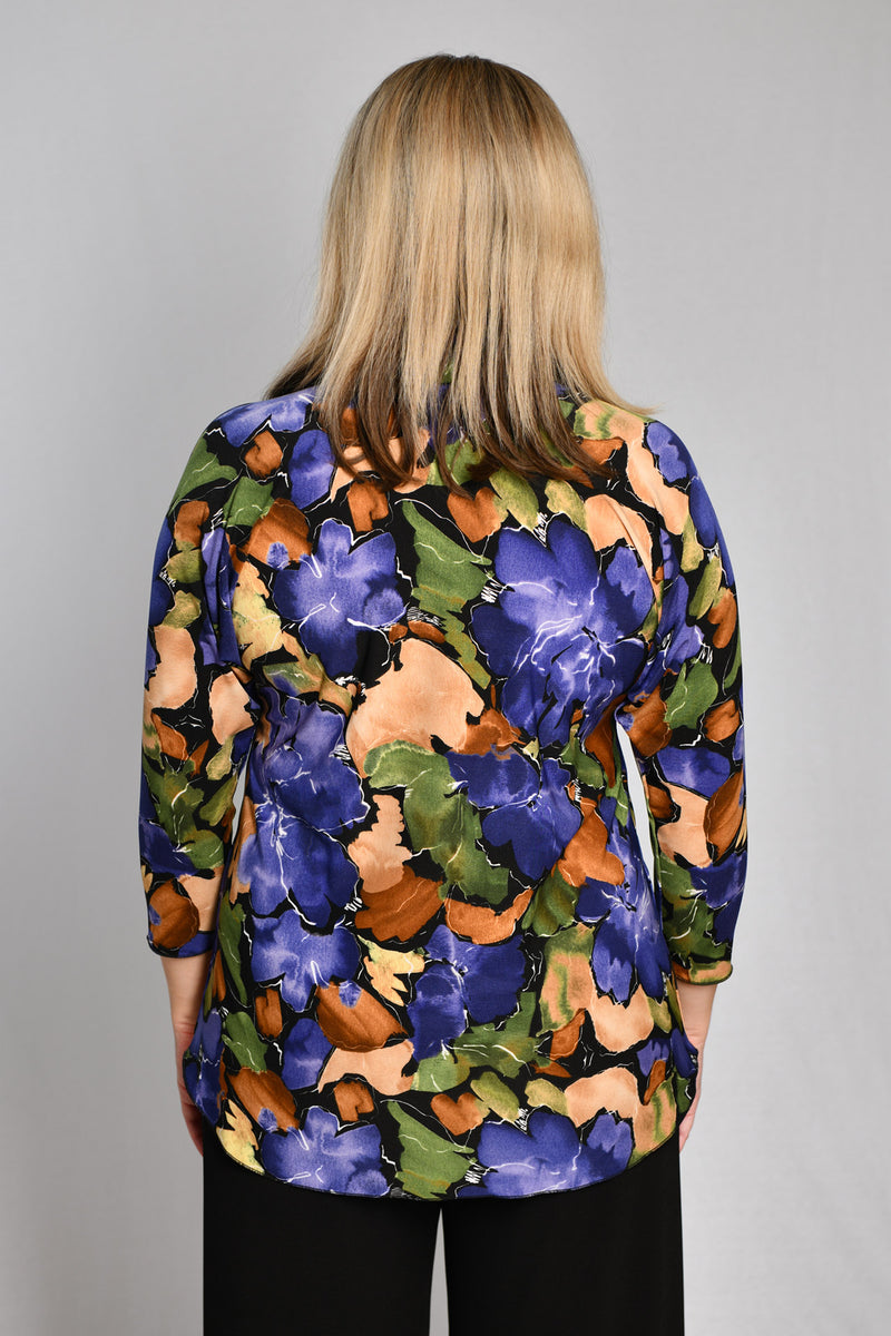 Maple Print 3/4 Sleeve Jersey Top