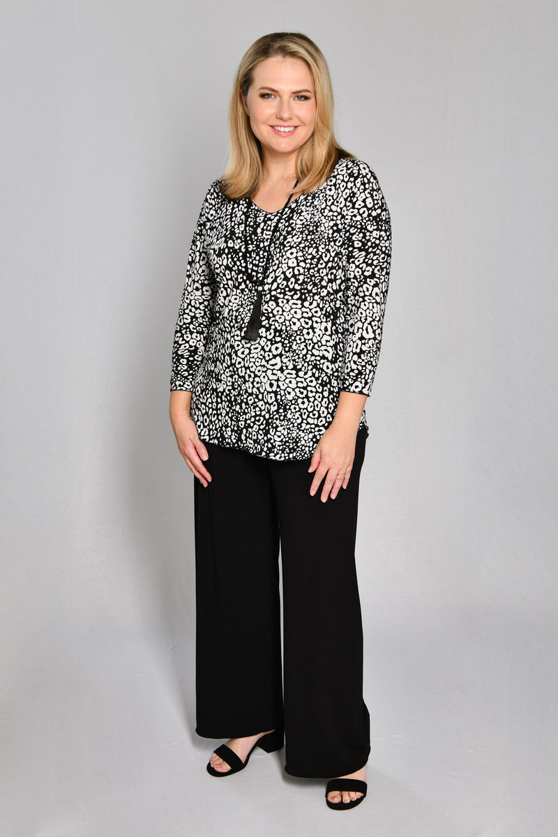 Leopard Print 3/4 Sleeve Jersey Top