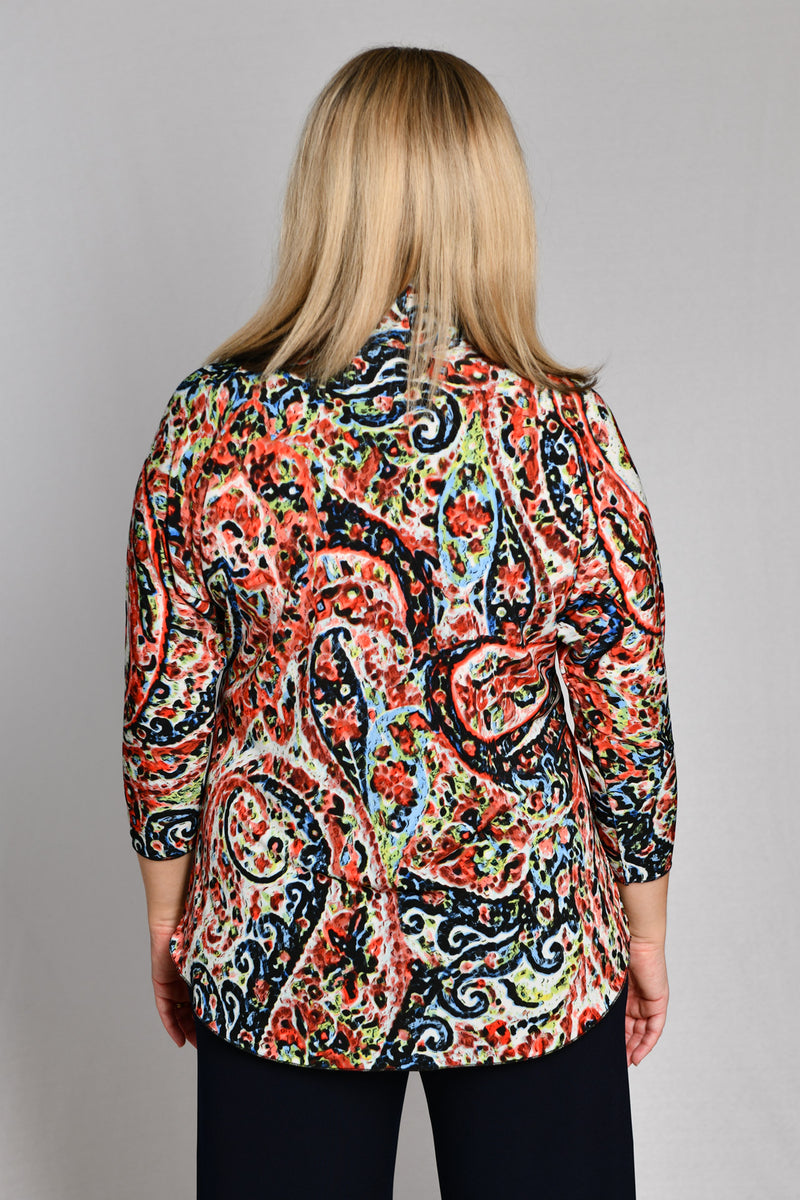 Festival Print 3/4 Sleeve Jersey Top