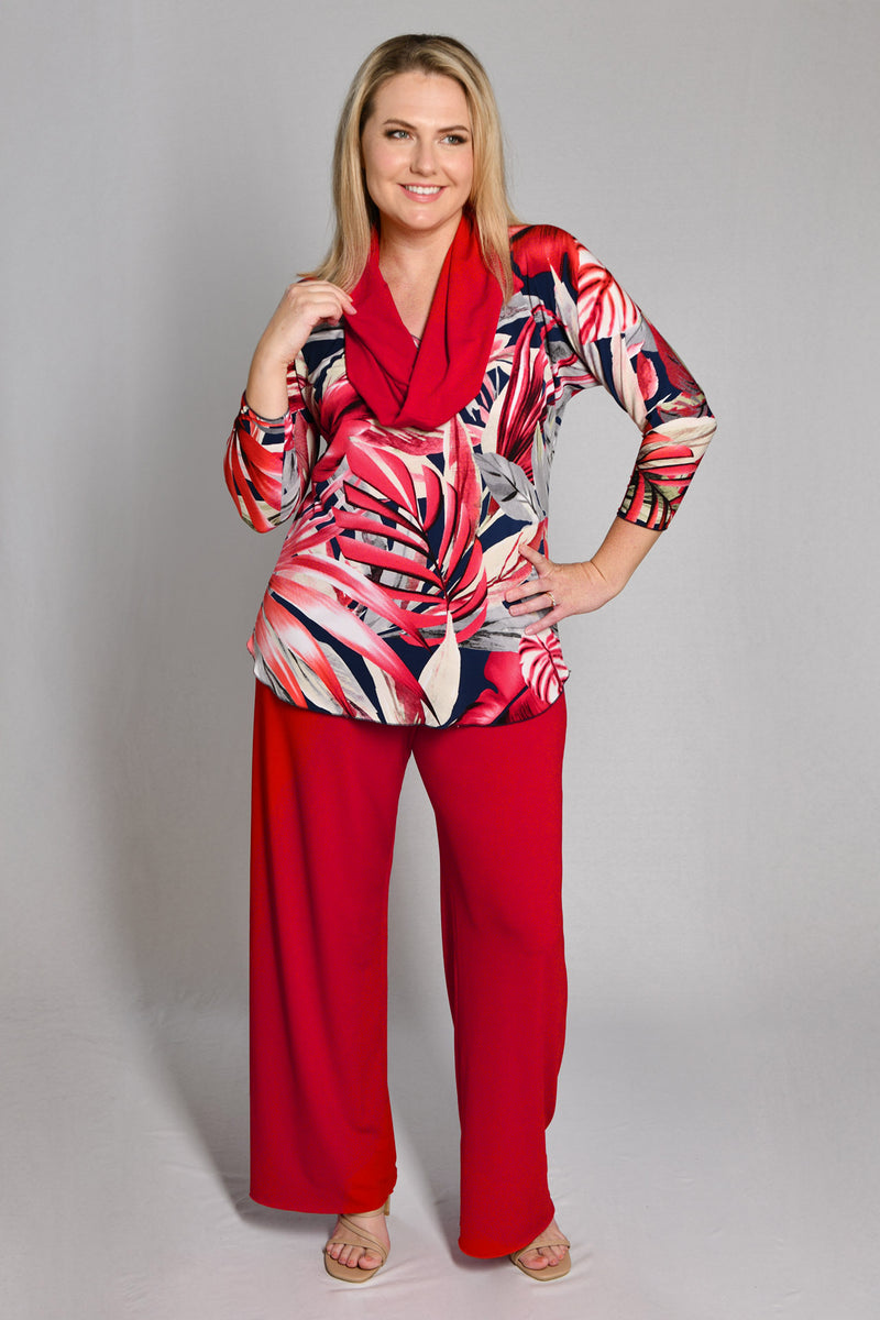Magnolia Print 3/4 Sleeve Jersey Top