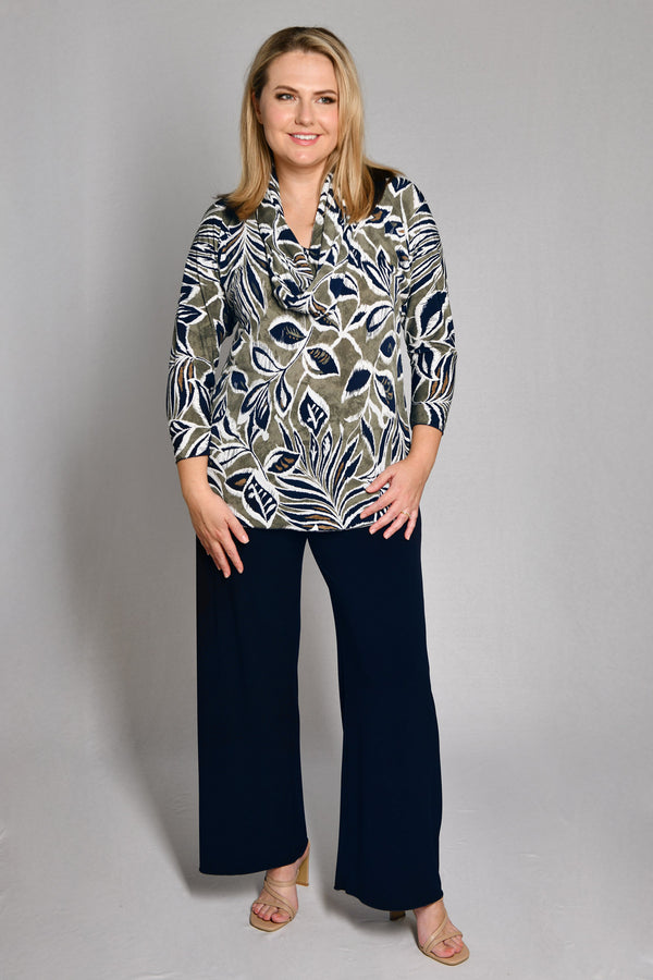 Earthy Print 3/4 Sleeve Jersey Top