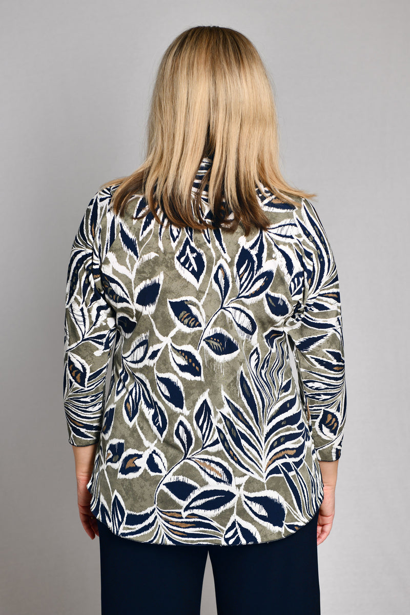 Earthy Print 3/4 Sleeve Jersey Top