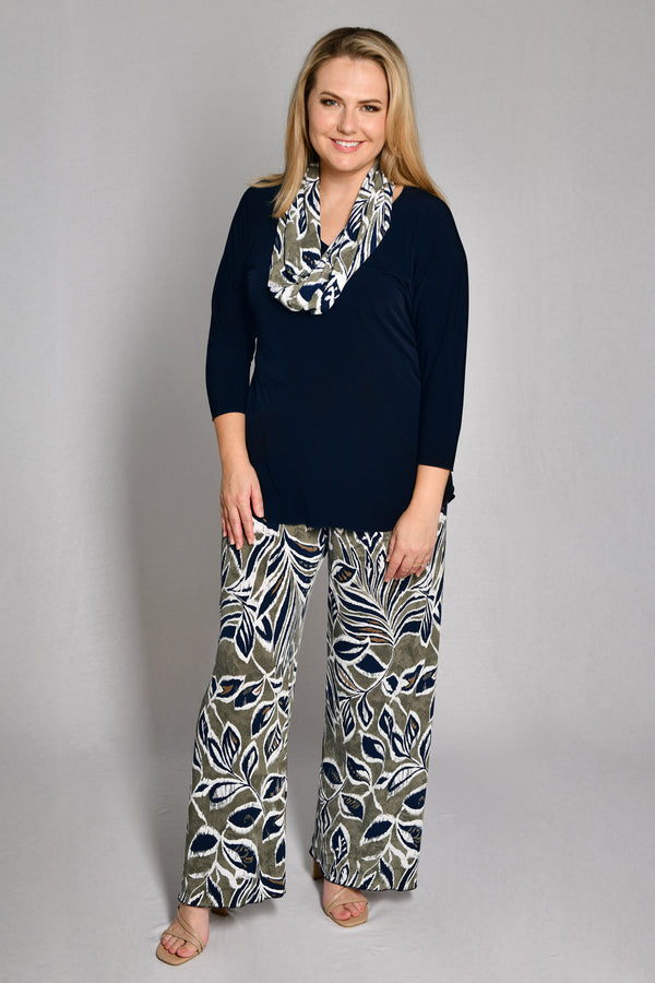 Earthy Print Twisted Jersey Cowl Neck Scarf