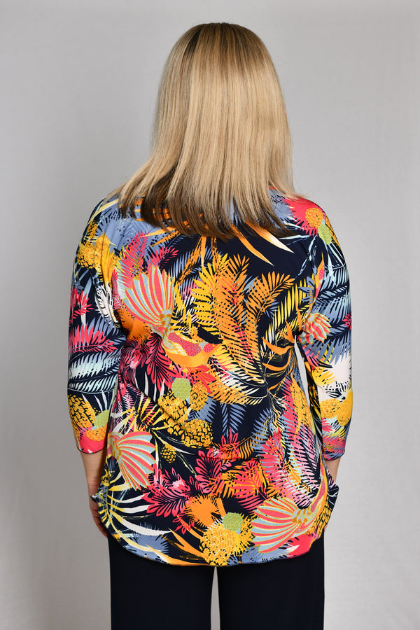 Paradise Print 3/4 Sleeve Jersey Top