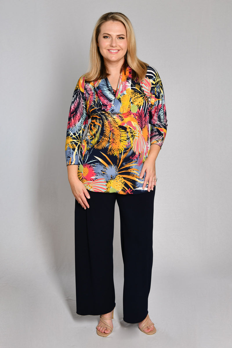 Paradise Print 3/4 Sleeve Jersey Top