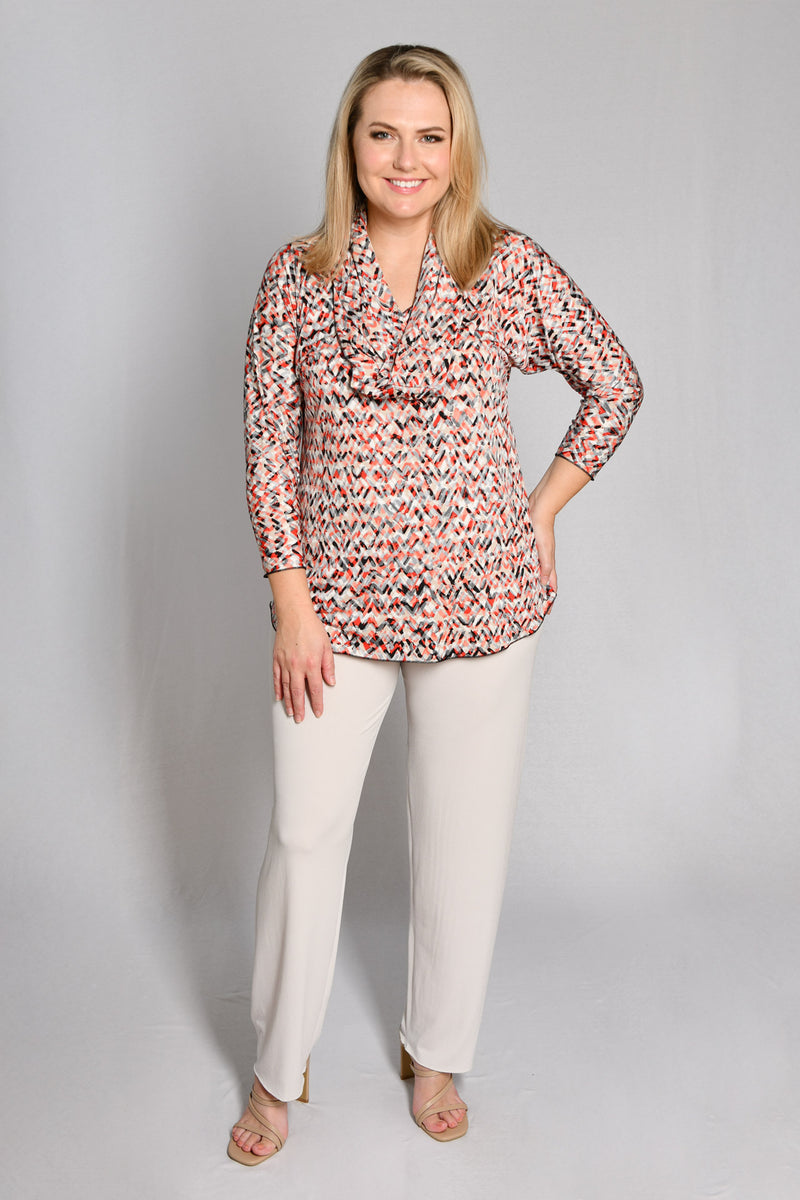 Points Print 3/4 Sleeve Jersey Top