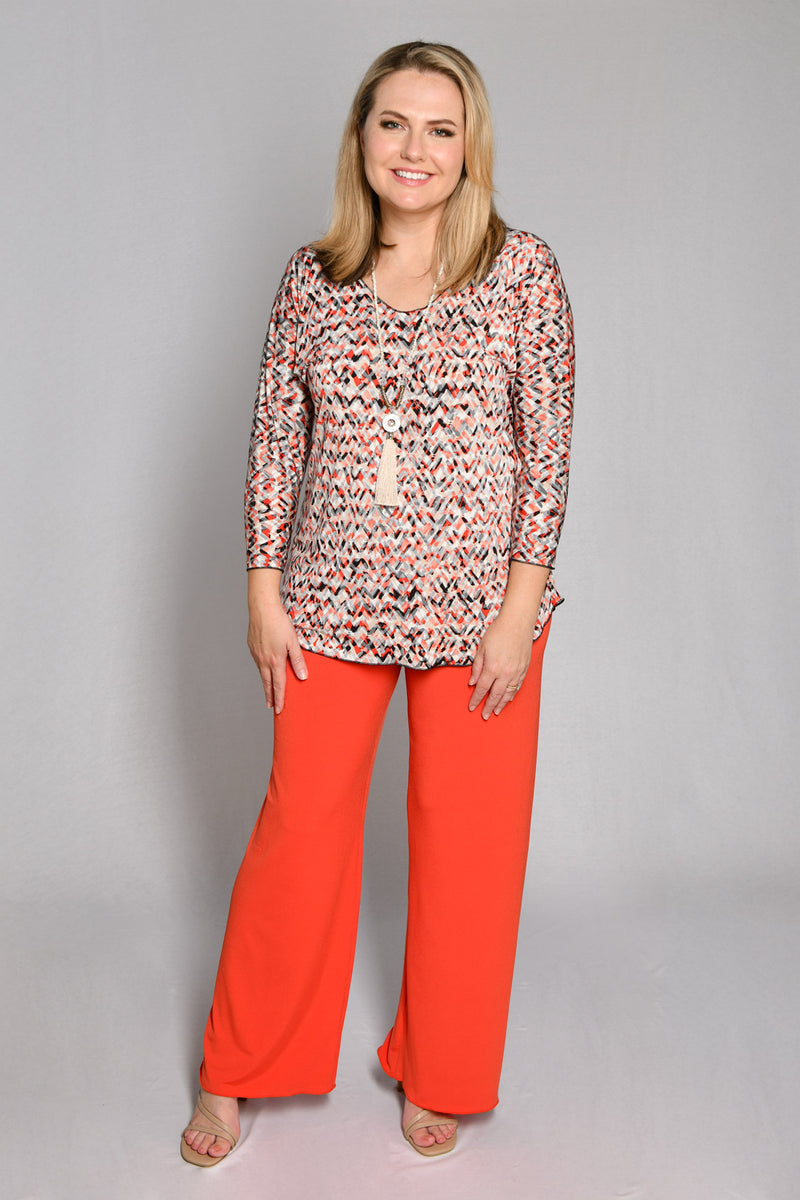 Points Print 3/4 Sleeve Jersey Top