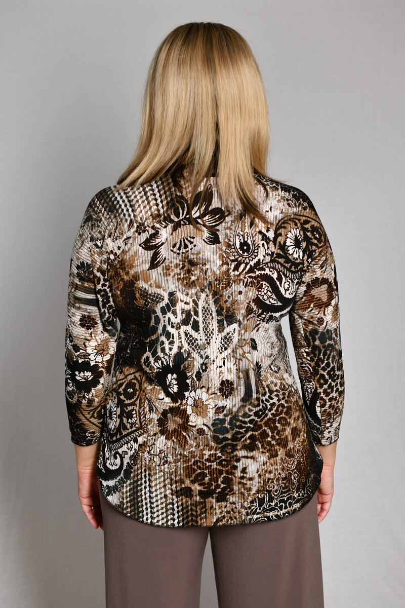 Feline Print 3/4 Sleeve Jersey Top