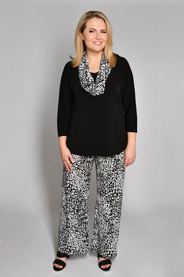Leopard Print Wide Leg Jersey Palazzo Pants