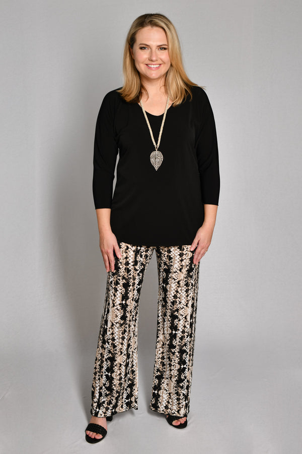 Tribal Print Wide Leg Jersey Palazzo Pants