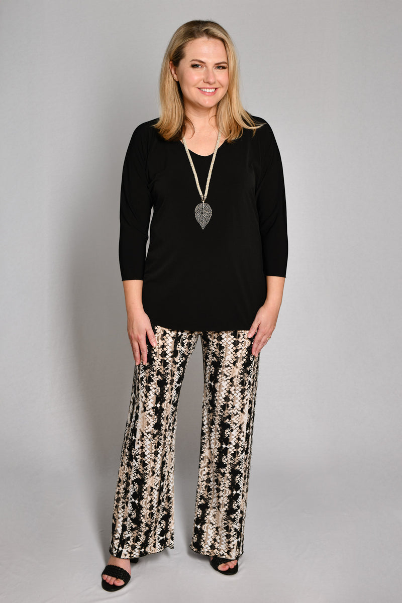 Tribal Print Wide Leg Jersey Palazzo Pants