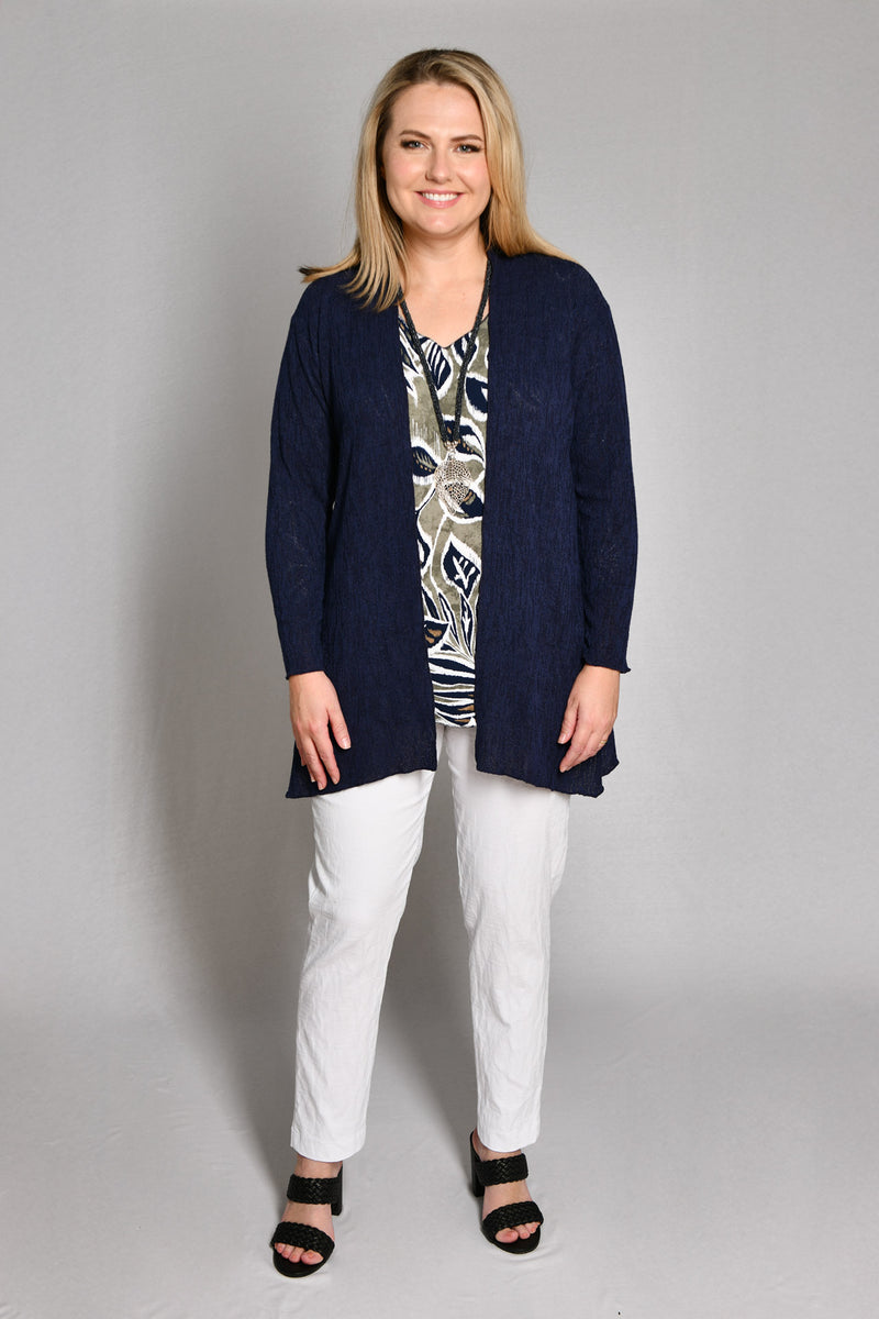 Navy Haven Poly Rayon Long Sleeve Cardigan