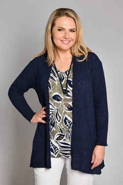 Navy Haven Poly Rayon Long Sleeve Cardigan