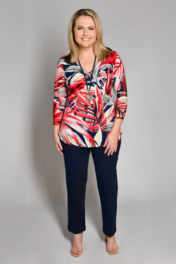 Navy Stretch Rayon Nylon Ponte Full Length Pants