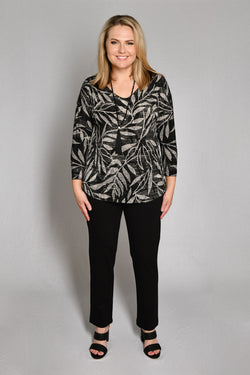 Black Stretch Rayon/Nylon Ponte Full Length Pants