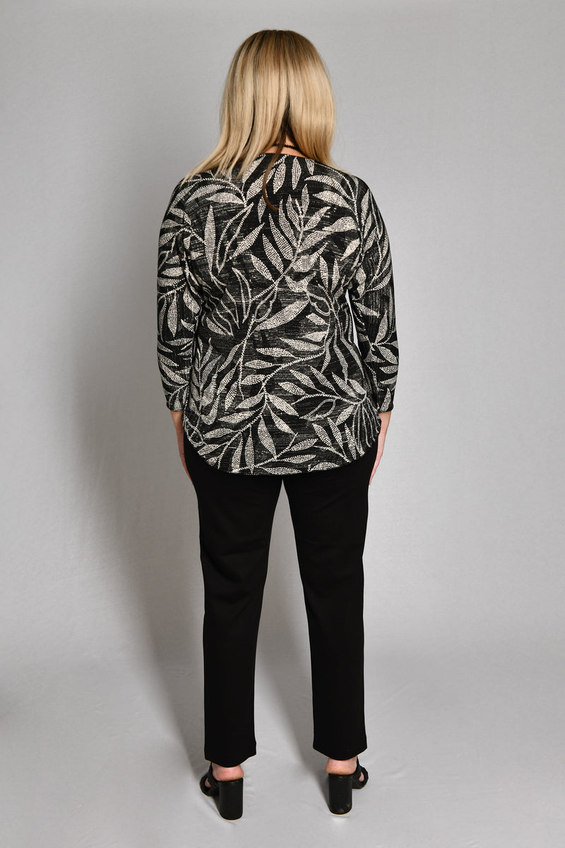 Black Stretch Rayon/Nylon Ponte Full Length Pants