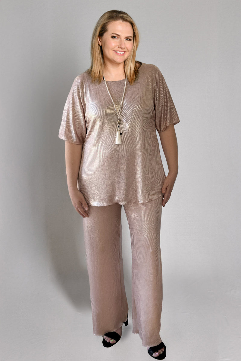 Gatsby Boat Neck Metallic Shine Jersey Top