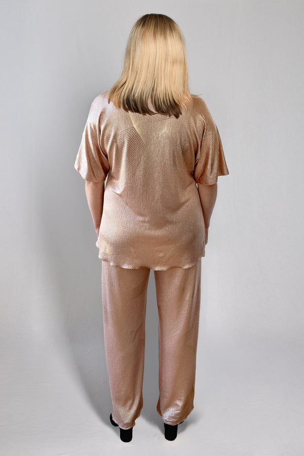 Gatsby Wide Leg Metallic Shine Jersey Palazzo Pants