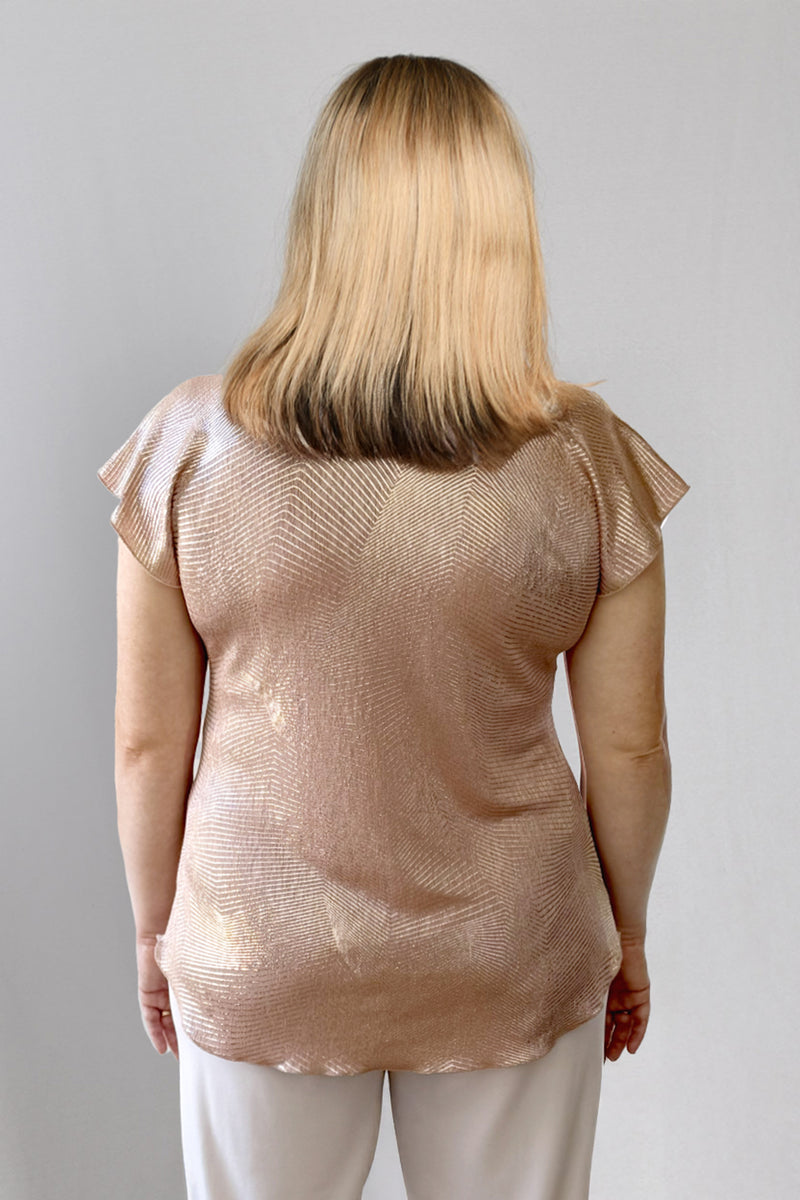 Gatsby Short Sleeve Metallic Shine Jersey Top