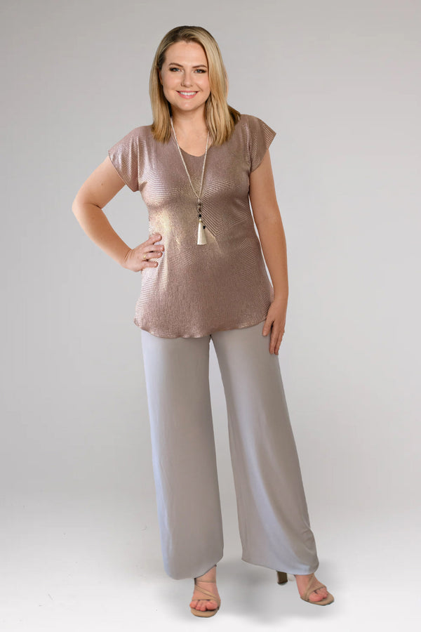 Almond Wide Leg Jersey Palazzo Pants
