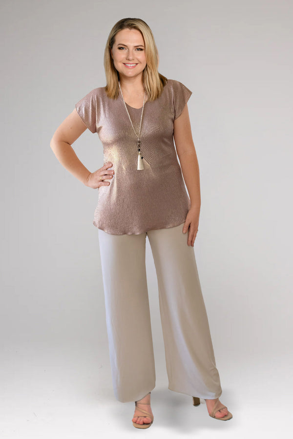 Almond Wide Leg Jersey Palazzo Pants