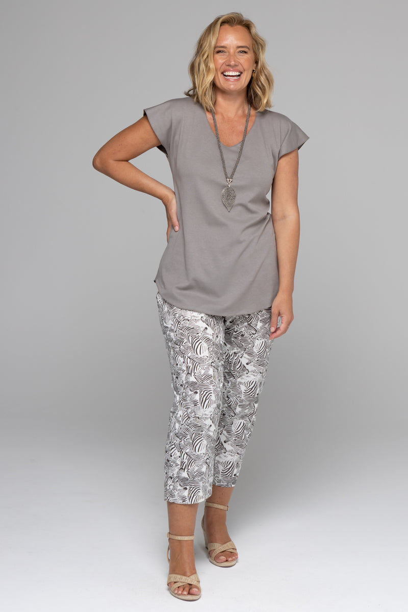 Zebra Cotton Capri Pants