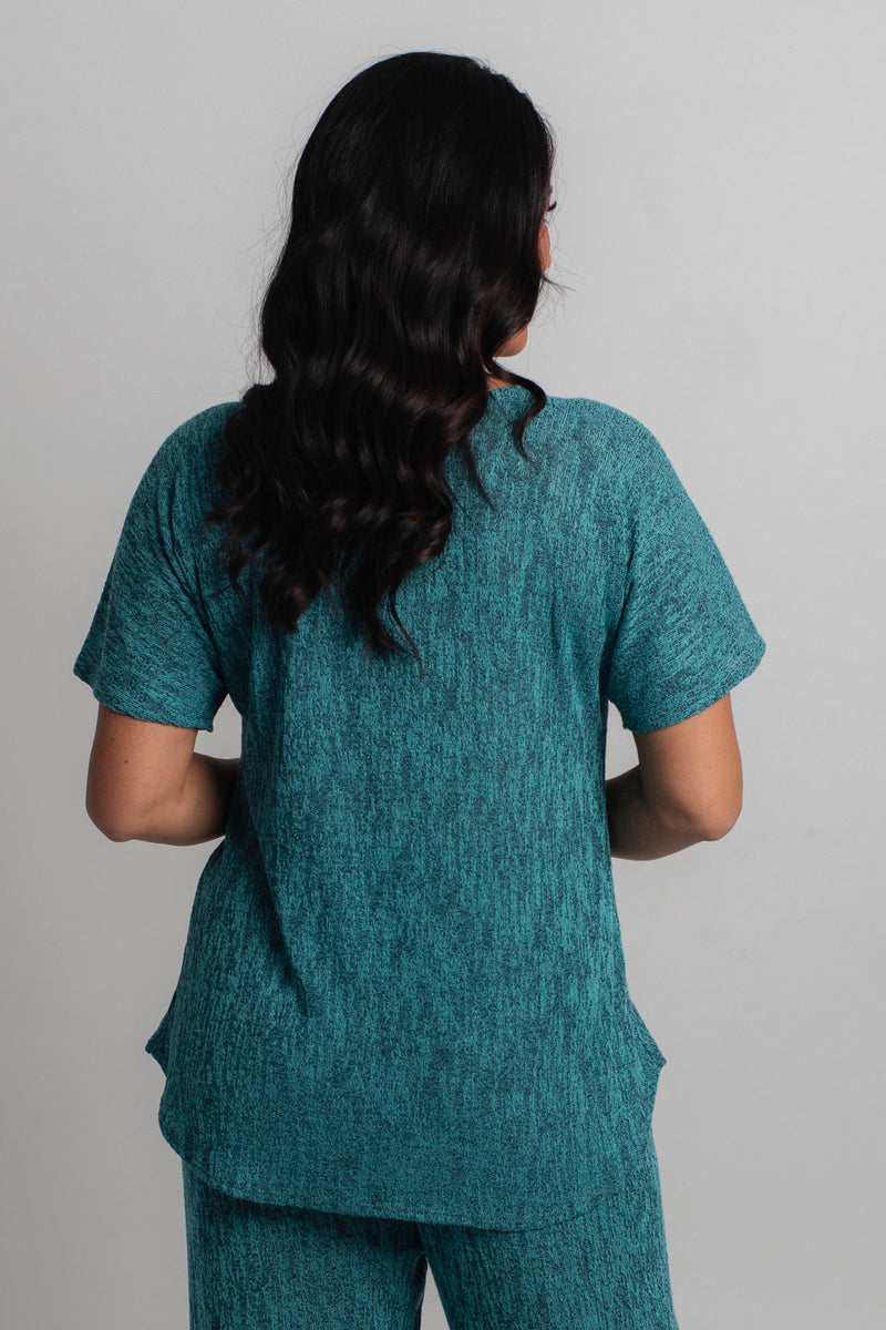 Teal Haven Poly/Rayon Knit Longer Sleeve top – I Love My Life