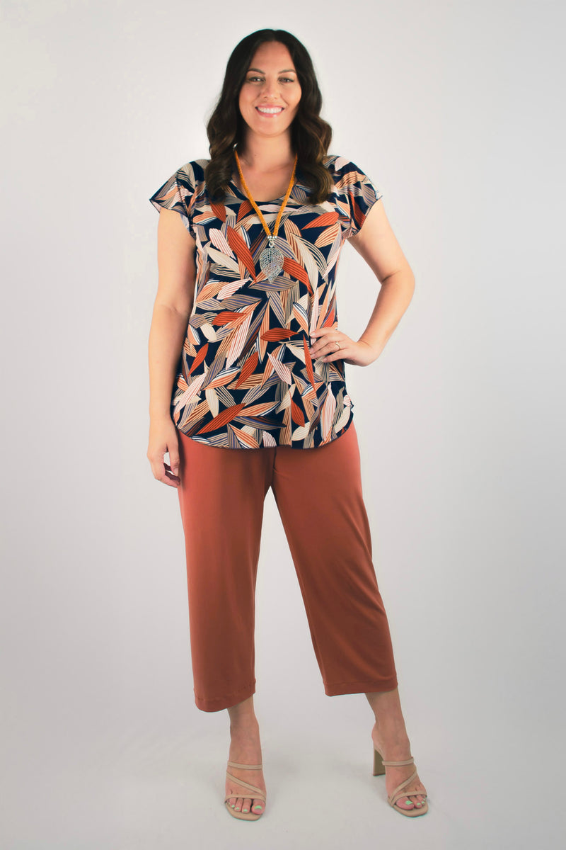 Rust 3/4 Jersey Palazzo Pants