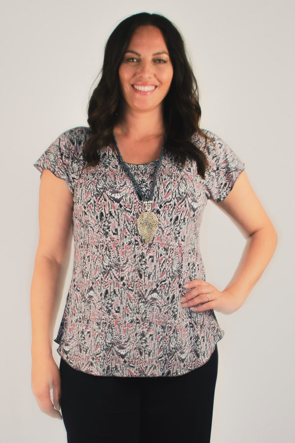 Gravel Print Short Sleeve Jersey Top