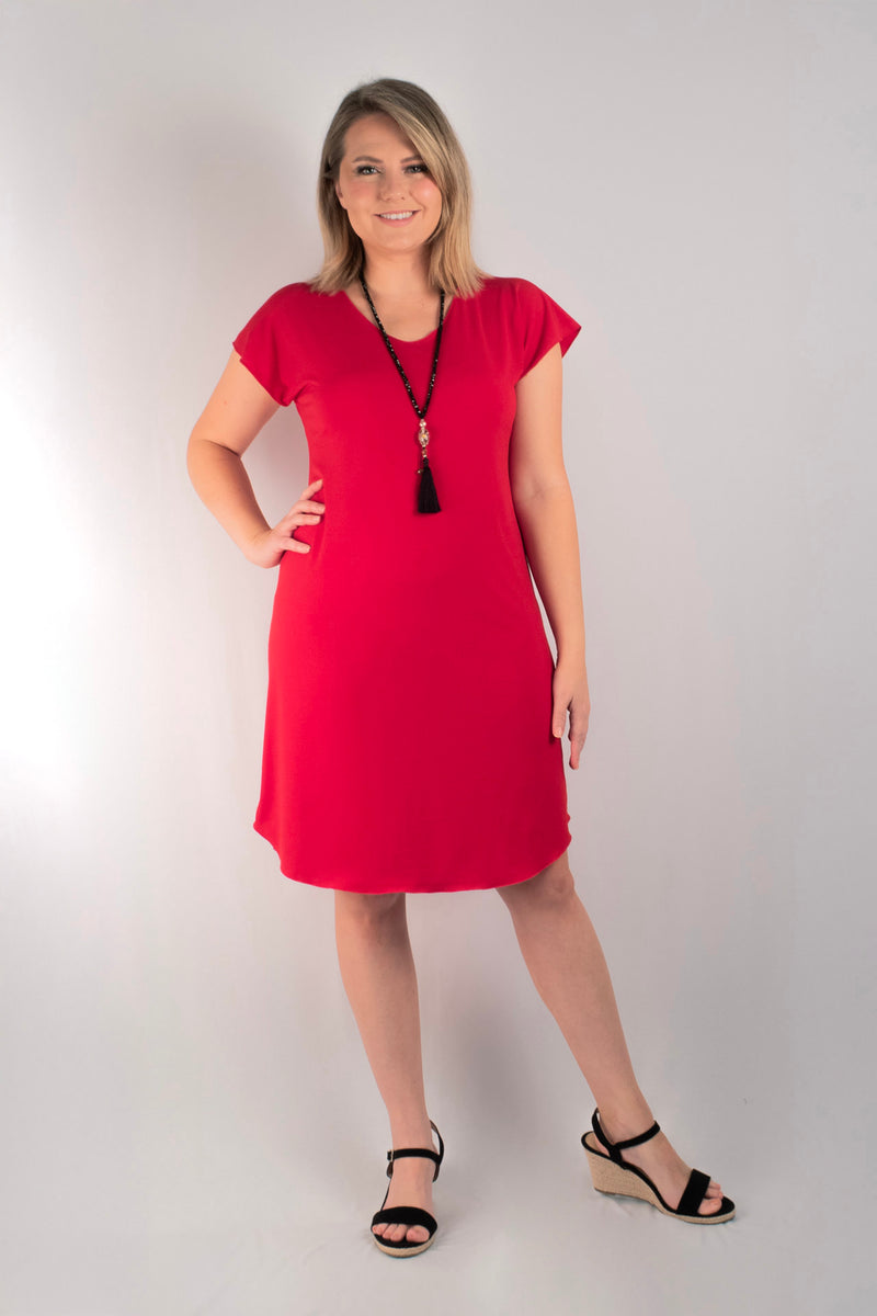 Sassy Red Short Sleeve Jersey Shift Dress I Love My Life Sassy Red Short Sleeve Jersey Shift Dress I Love My Life