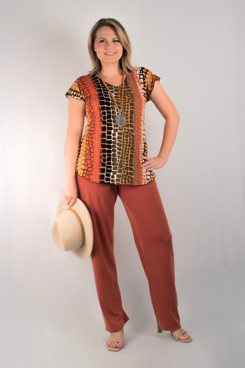 Reptile Print Short Sleeve Jersey Top