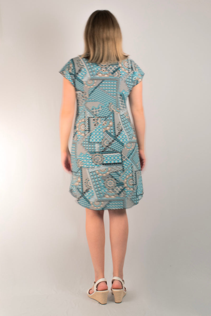 Spearmint Print Short Sleeve Jersey Shift Dress