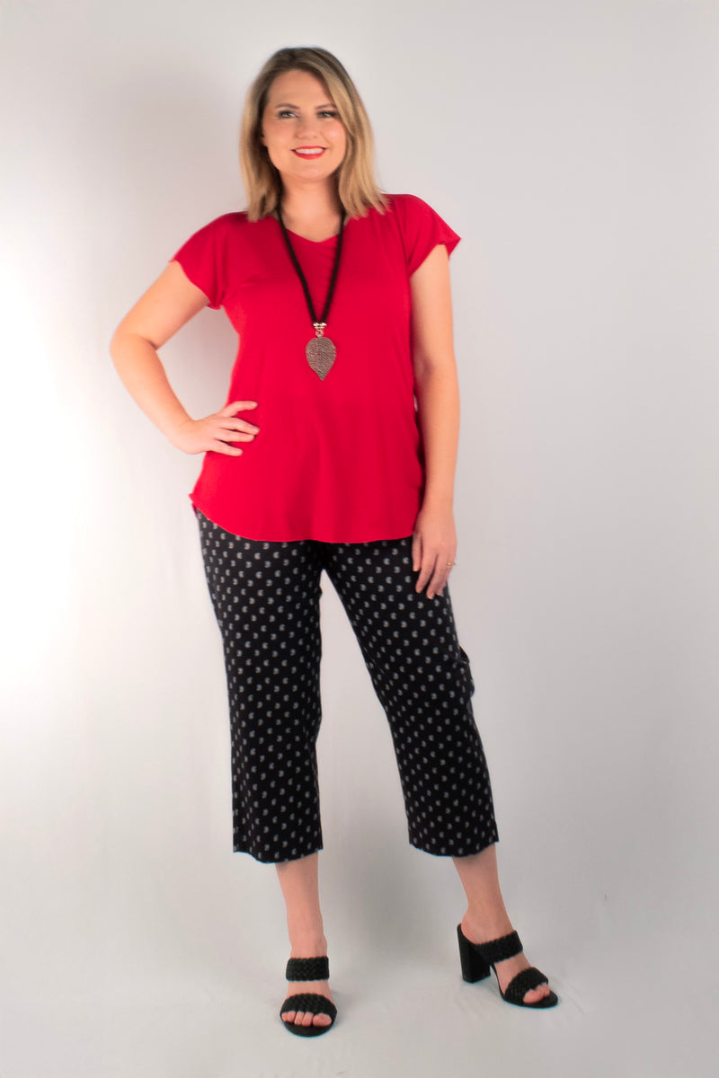 Shell Print Stretch Cotton Capri Pants