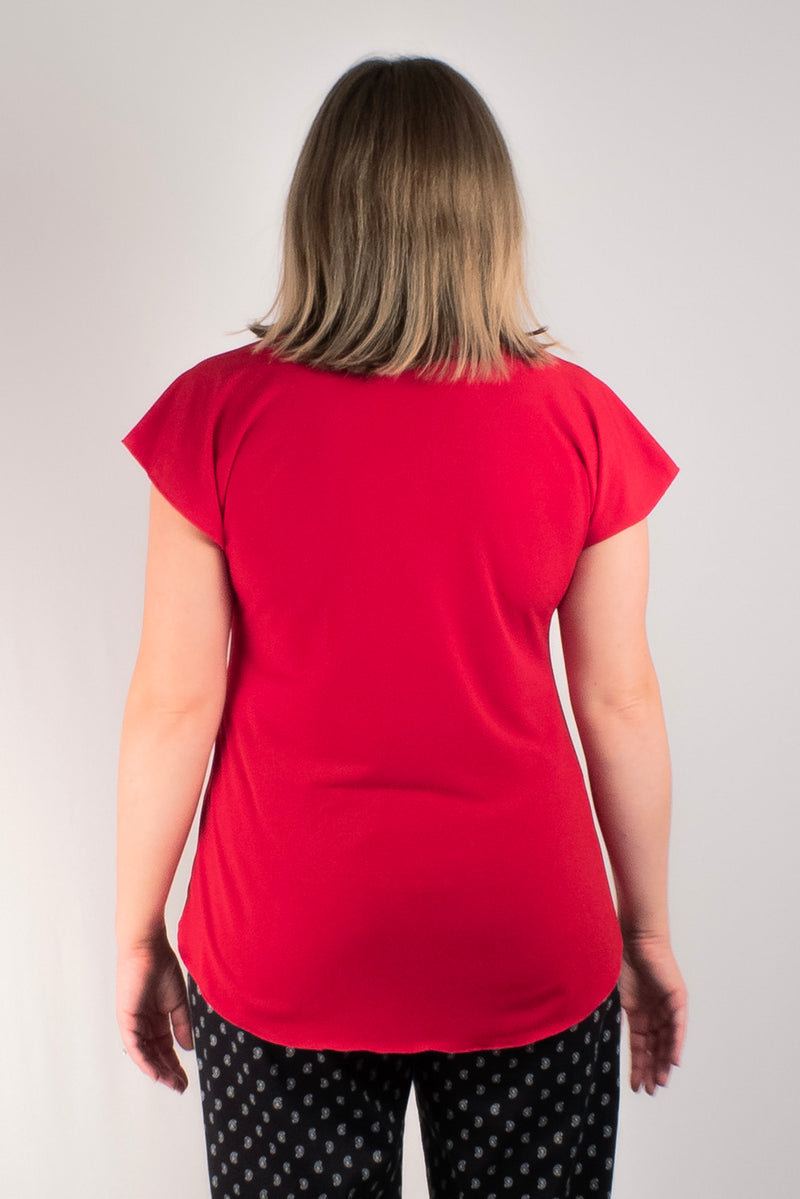 Sassy Red Short Sleeve Jersey Top