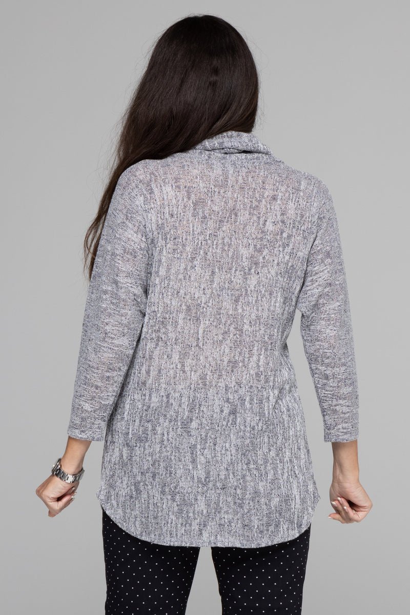 Ink Cowl Neck Poly/Rayon Knit 3/4 Sleeve Top